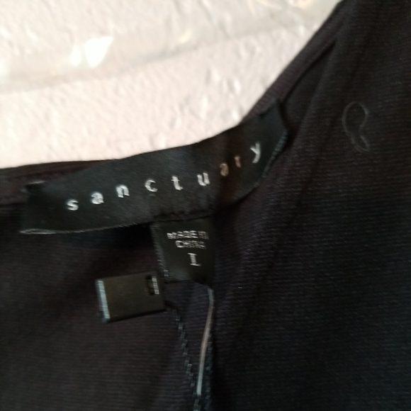 SANCTUARY Short Sleeve Mini Sheath Dress New sz Large L pockets black - Picture 9 of 13